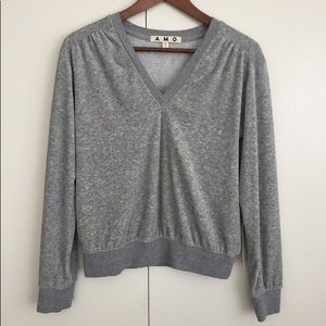 AMO Deep V Velour Sweatshirt